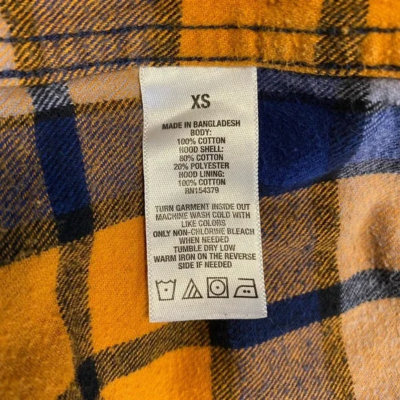 Aeropostale Men's Button Up Hoodie Flannel Blue Orange X-small - Picture 11 of 14